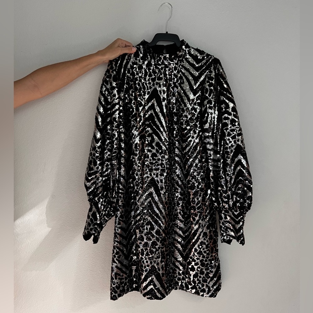 The Kooples Long Sleeve Sequin Mini Dress